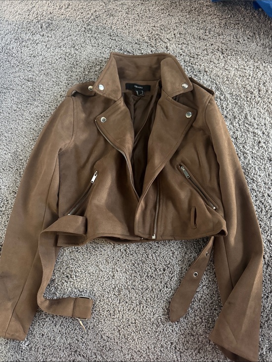 Forever 21 Jackets & Blazers - Forever 21 Brown Suede Moto Jacket with Belt